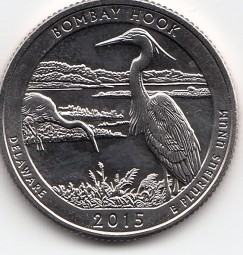 USA Nationalpark Quarter 2015, Bombay Hook / Delaware, Buchstabe P, bankfrisch