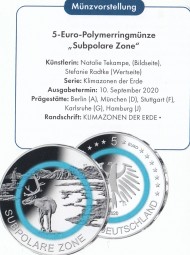 Deutschland 5 € 2020, Polymer, Subpolare Zone ST aus der Rolle, Buchst. meiner Wahl