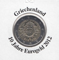 Griechenland 2 € 2012, 10 Jahre Eurobargeld,