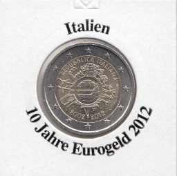Italien 2 € 2012, 10 Jahre Eurobargeld,