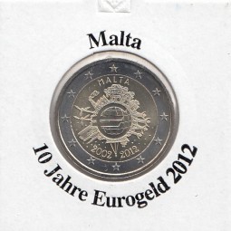 Malta 2 € 2012, 10 Jahre Eurobargeld,