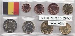 Belgien 2015, Satz lose Ware, 1 Cent - 2 Euro, bankfrisch