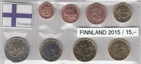 Finnland 2015, Satz lose Ware, 1 Cent - 2 Euro, bankfrisch