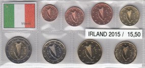 Irland 2015, Satz lose Ware, 1 Cent - 2 Euro, bankfrisch