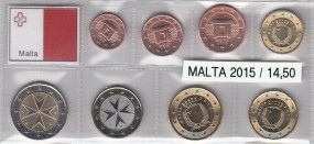 Malta 2015, Satz lose Ware, 1 Cent - 2 Euro, bankfrisch