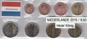 Niederlande 2015, Satz lose Ware, 1 Cent - 2 Euro, bankfrisch