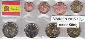 Spanien 2015, Satz lose Ware, 1 Cent - 2 Euro, bankfrisch