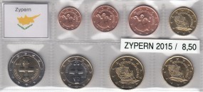 Zypern 2015, Satz lose Ware, 1 Cent - 2 Euro, bankfrisch
