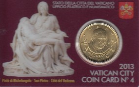 Vatikan 50 Cent Benedikt 2013 in Coincard Nr. 4