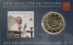 Vatikan 50 Cent + 0,75 Cent Briefmarke in Coincard 2012 Nr. 2