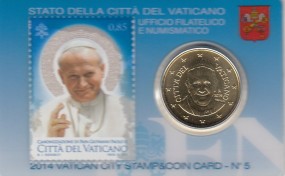Vatikan 50 Cent + 0,85 Cent Briefmarke in Coincard 2014 Nr. 5