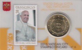 Vatikan 50 Cent + 0,80 Cent Briefmarke in Coincard 2015 Nr. 6