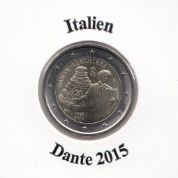 Italien 2 € 2015 Dante Alghieri, bankfrisch aus der Rolle