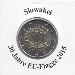 Slowakei 2 € 2015 30 Jahre EU - Flagge , lose aus der Rolle, bankfrisch