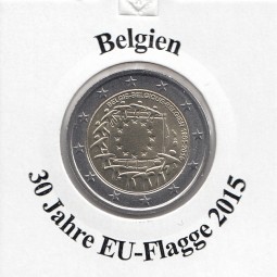 Belgien 2 € 2015 , 30 Jahre EU - Flagge, bankfrisch aus der Rolle
