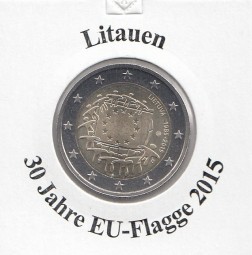 Litauen 2 € 2015 , 30 Jahre EU - Flagge, bankfrisch aus der Rolle