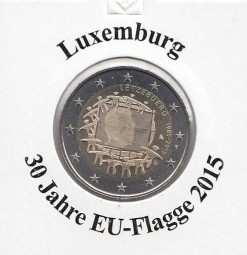 Luxemburg 2 € 2015, 30 Jahre EU - Flagge, bankfrisch aus der Rolle