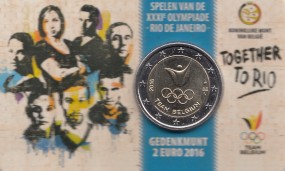 Belgien 2 € 2016, Olympiade in Rio, in original Coincard ( NL )