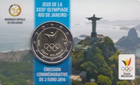 Belgien 2 € 2016 Olympiade in Rio, in original Coincard ( Franz. )