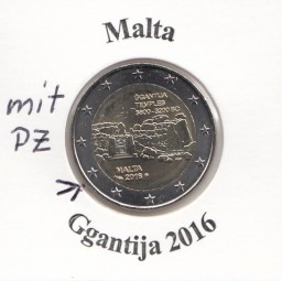 Malta 2 € 2016 Ggantija , mit Prägezeichen, bankfrisch