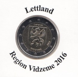 Lettland 2 € 2016, Region Vidzeme, bankfrisch aus der Rolle