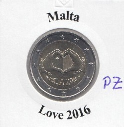 Malta 2 € 2016, Love, mit Prägezeichen
