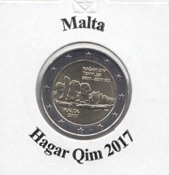 Malta 2 € 2017, Hagar Qim, bankfrisch aus der Rolle