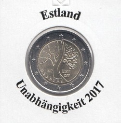 Estland 2 € 2017, Unabhängigkeit, bankfrisch aus der Rolle