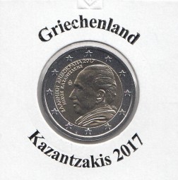 Griechenland 2 € 2017, Kazantzakis, bankfrisch aus der Rolle