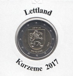 Lettland 2 € 2017, Kuzeme, bankfrisch aus der Rolle