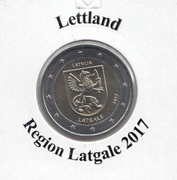 Lettland 2 € 2017, Latgalen, bankfrisch aus der Rolle