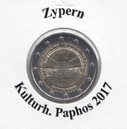 Zypern 2 € 2017, Paphos, bankfrisch aus der Rolle