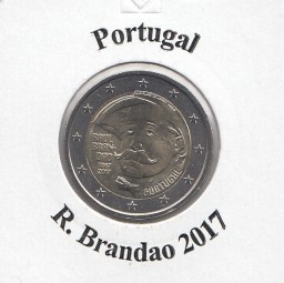 Portugal 2 € 2017, Brandao, bankfrisch aus der Rolle