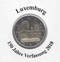 Luxemburg 2 € 2018, 150 J. Verfassung, bankfrisch aus der Rolle