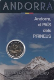 Andorra 2 € 2017 , Land der Pyrenäen, im offiziellen Blister