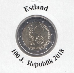Estland 2 € 2018, 100 J. Republik, banbkfrisch aus der Rolle