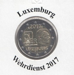 Luxemburg 2 € 2017, Wehrdienst, bankfrisch aus der Rolle