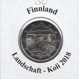 Finnland 2 € 2018, Landschaft Koli, bankfrisch aus der Rolle