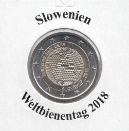 Slowenien 2 € 2018, Weltbienentag, bankfrisch aus der Rolle