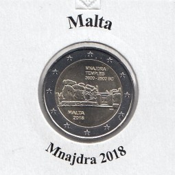 Malta 2 € 2018, Mnajdra, bankfrisch aus der Rolle