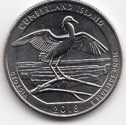 USA Quarter 2018,Cumberland Island, Buchstabe S, bankfrisch