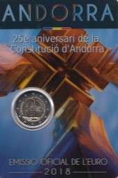 Andorra 2 € 2018, Konstitution, bankfrisch im Blister
