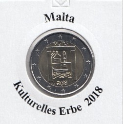 Malta 2 € 2018, Kulturelles Erbe, bankfrisch aus der Rolle