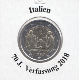 Italien 2 € 2018, Verfassung, bankfrisch aus der Rolle