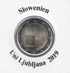 Slowenien 2 € 2019, Uni Ljubljana, bankfrisch