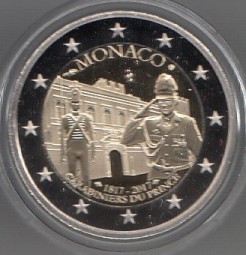 Monaco 2 € 2017 , Carabiniers, PP mit original Etui, Zertifikat