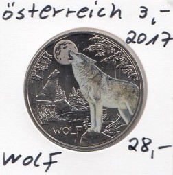 Österreich 3 € 2017, Wolf in Farbe