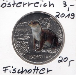 Österreich 3 € 2019, Fischotter in Farbe