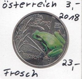 Österreich 3 € 2018 , Frosch in Farbe