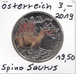 Österreich 3 € 2019, Spinosaurus in Farbe
